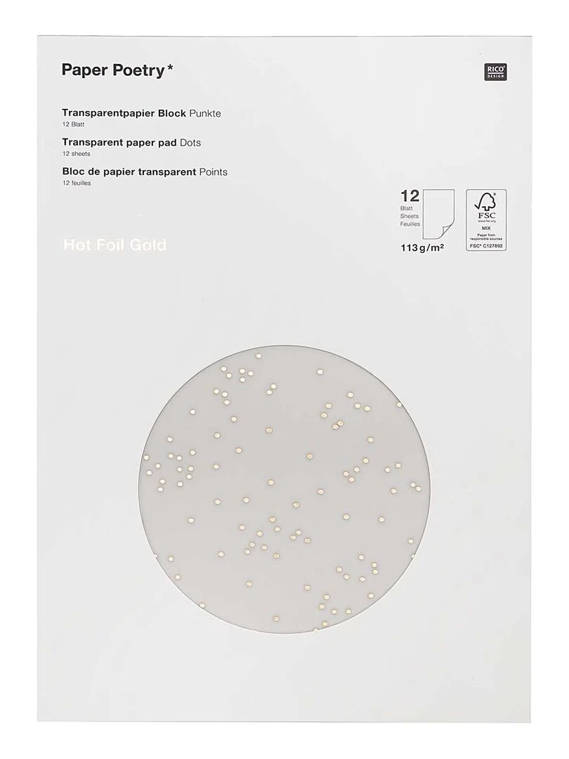 Papier Transparent à pois noirs et or   N/A