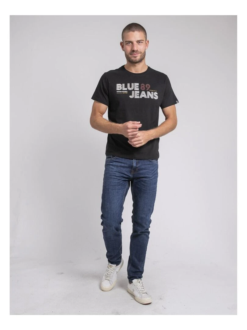 T shirt col rond pur coton JUPILAR   Noir