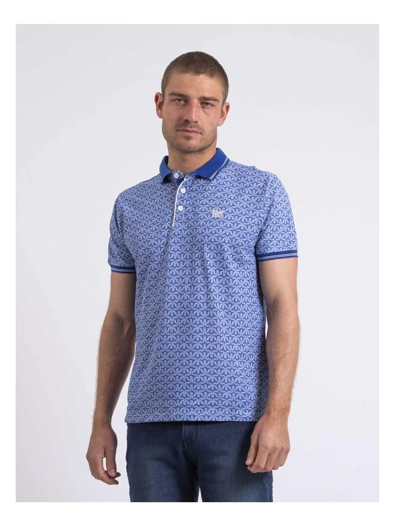 Polo manches courtes motifs PARIBAL Bleu