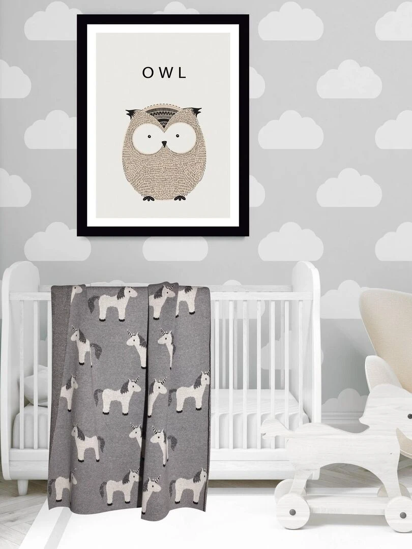 Couverture pour bébé   LICORNE   Gris