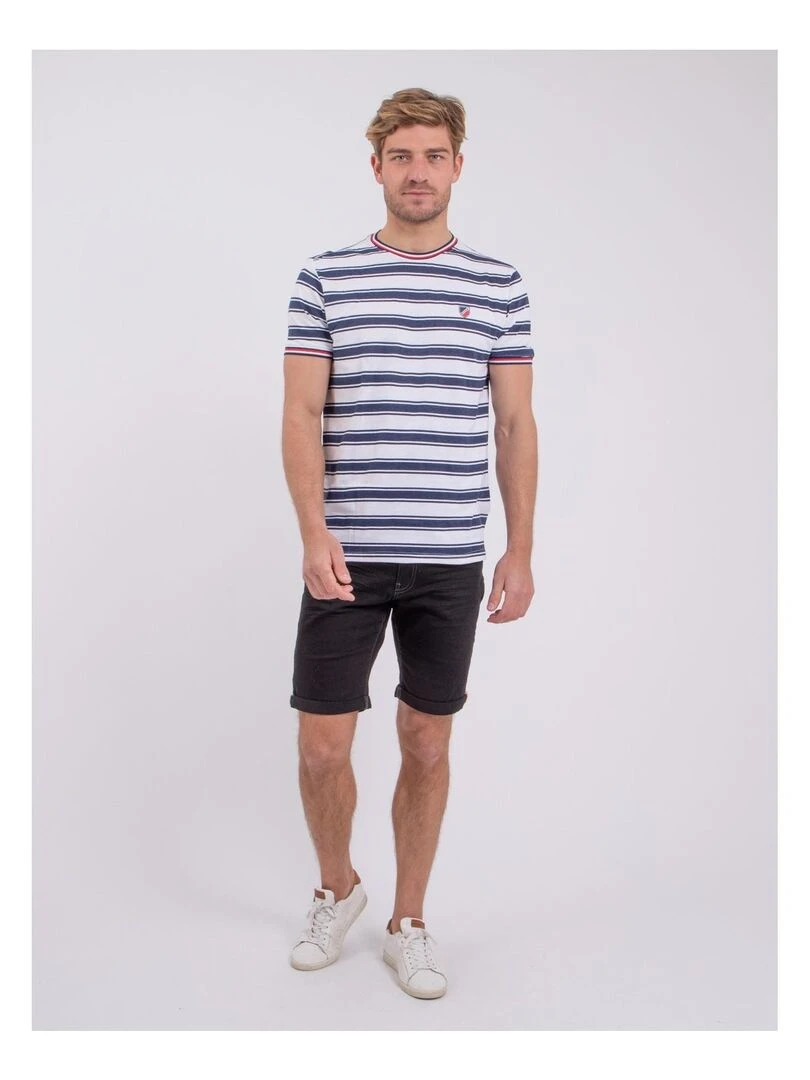 T shirt col rond pur coton NABENOR   Blanc