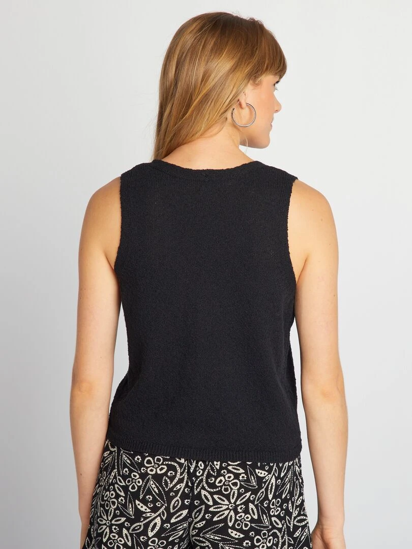 Gilet sans manches en maille fine   Noir
