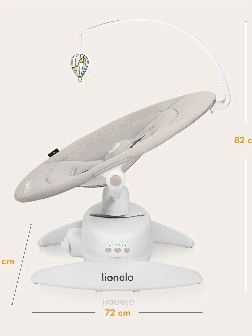 LIONELO Iris   Balancelle Bébé Électrique 360°   Léger   12 mélodies   3 modes   5 vitesse   Beige