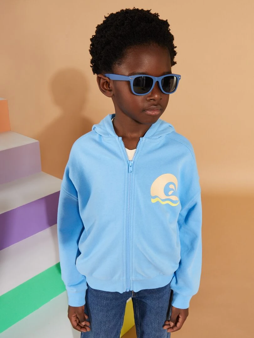 Sweat zippé à capuche Grafik Edition Bleu