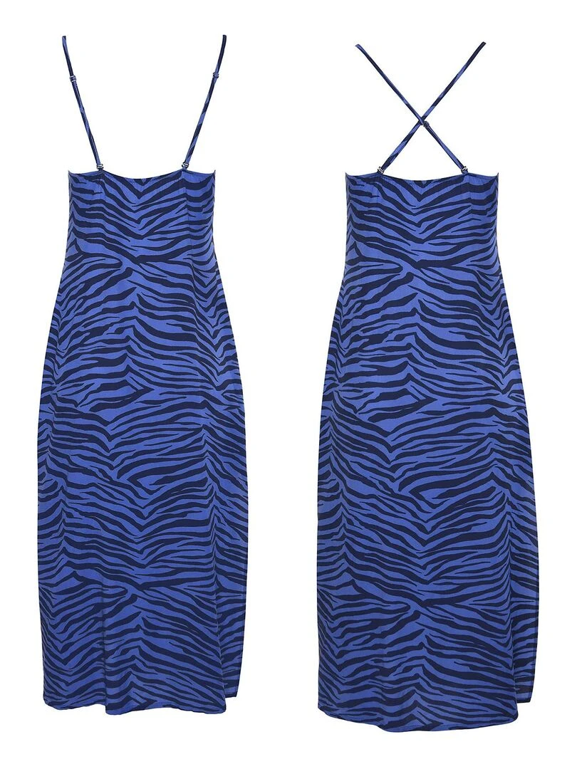Robe estivale mi longue fines bretelles Lima   Bleu