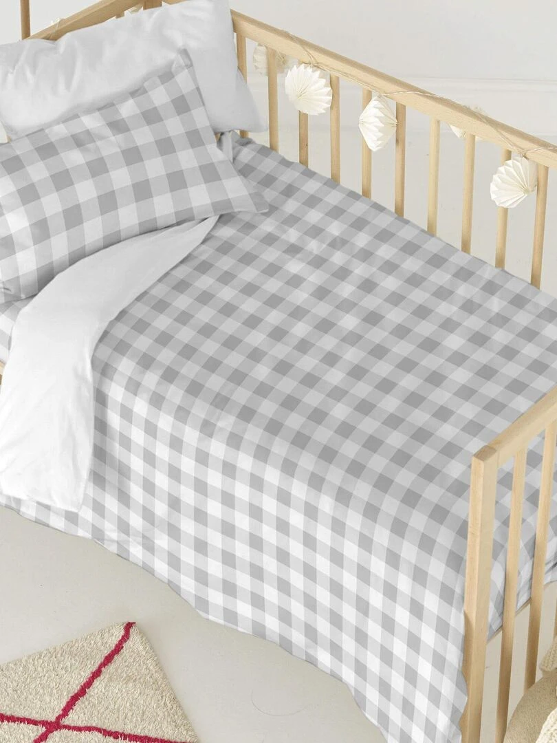 Parure housse de couette 2 pièces Vichy "Happyfriday"   Rose