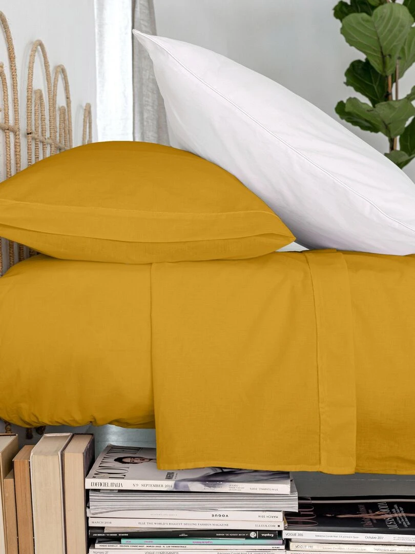 Drap Basic "Happyfriday" Moutarde