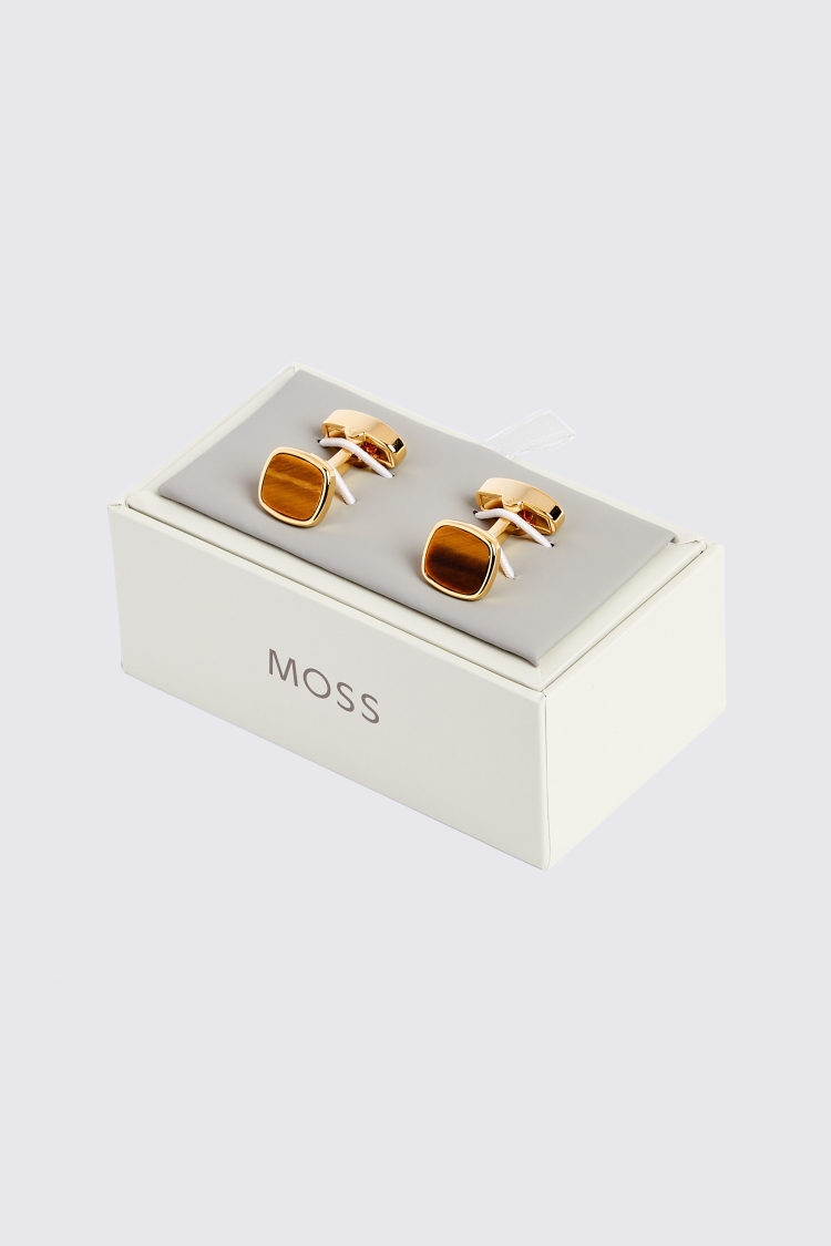 Gold Square Tiger Eye Cufflinks Buy Online at Moss