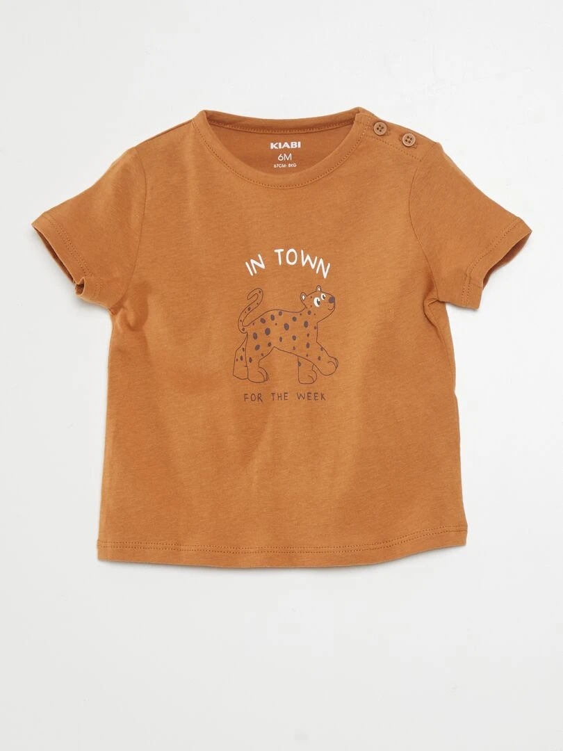 T shirt manches courtes imprimé Marron