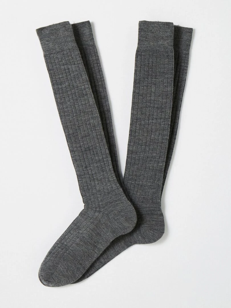 Lot de 2 paires de mi bas mélange laine Mérinos Damart Gris