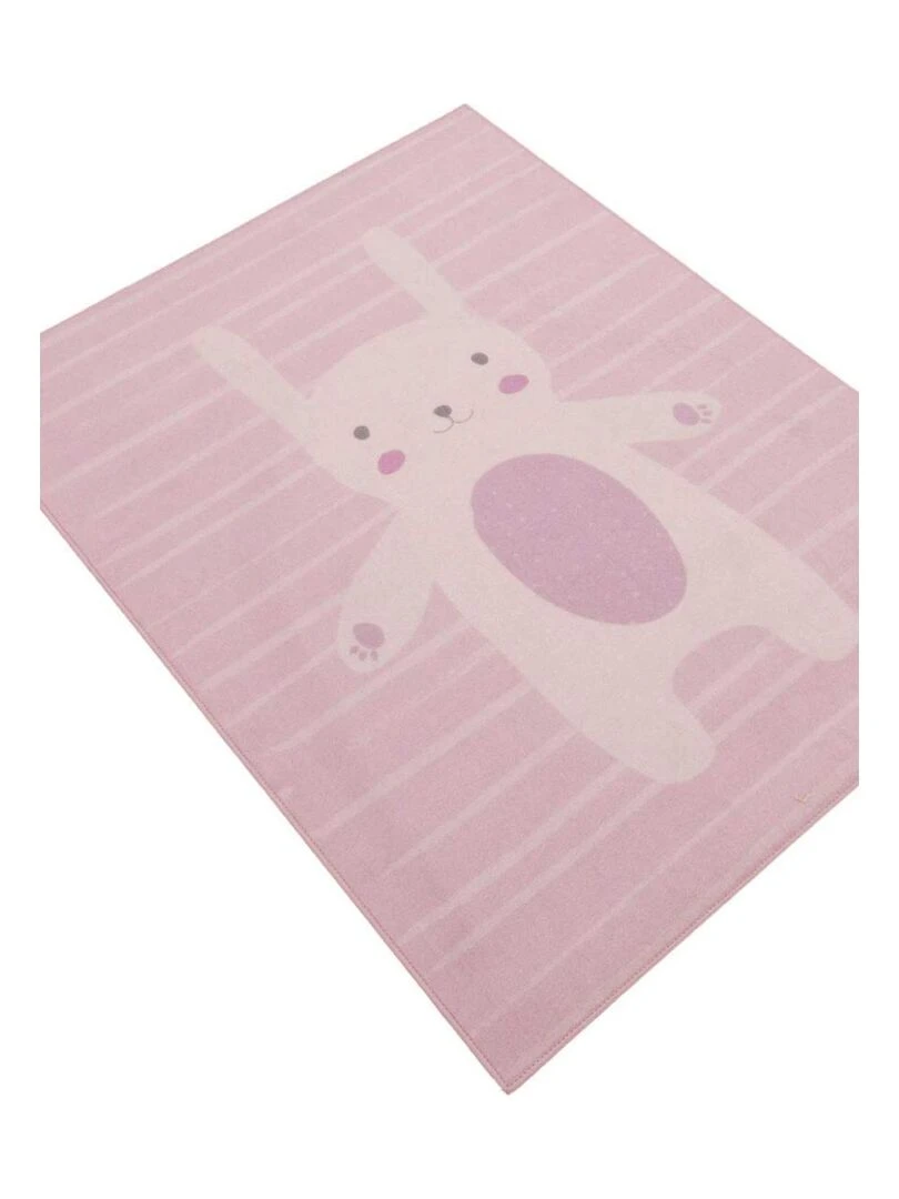 Tapis enfant PINK BUNNY MD Rose 95x125 Fait en Europe en nylon Rose