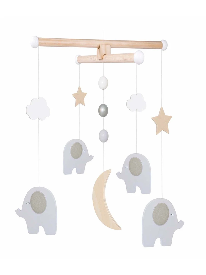Mobile En Bois Lit Bébé Éléphant Lune Et Étoiles N/A
