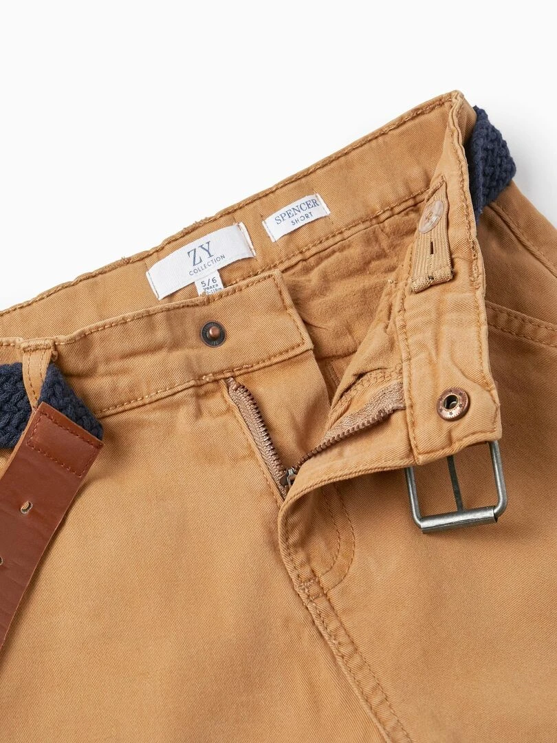 Short Chino En Sergé Avec Ceinture Pour Garçon  MATISSE   Beige