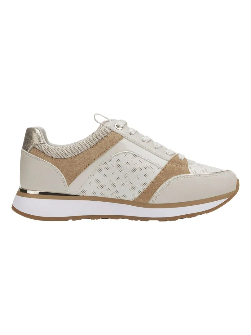 Basket Cuir Plate Tamaris Blanc
