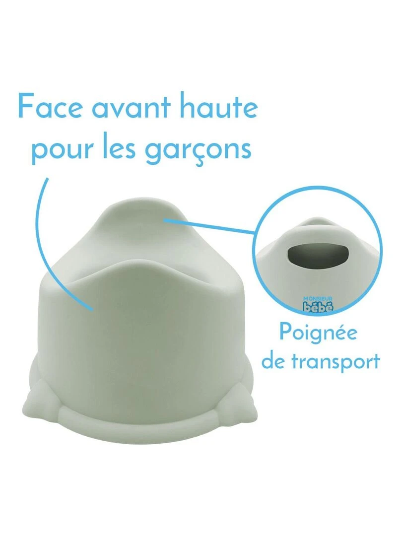 Lot de 2 pots de toilette pour bébé avec couvercle et poignée de transport   Monsieur Bébé   Vert