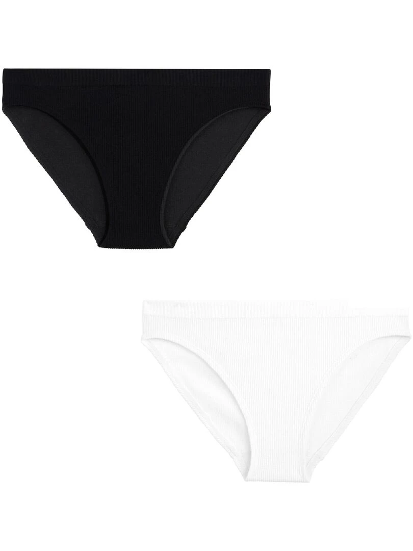 Lot de 2 culottes noire et blanche fille Saeva Noir