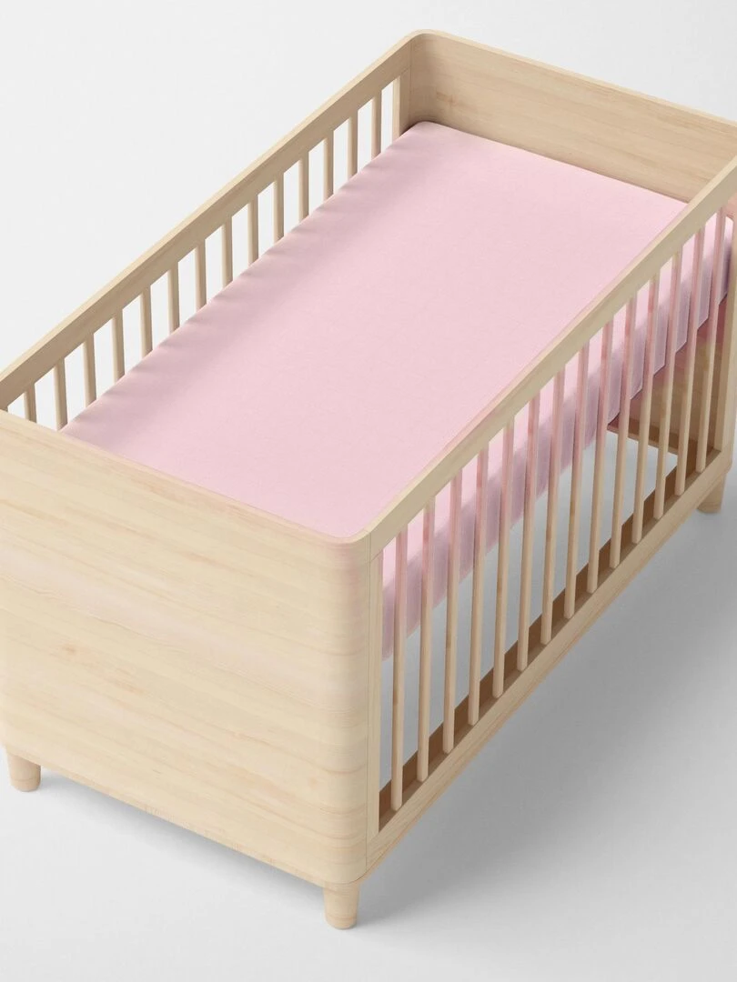 Drap housse Basic Berceau "Happyfriday" Rose pâle