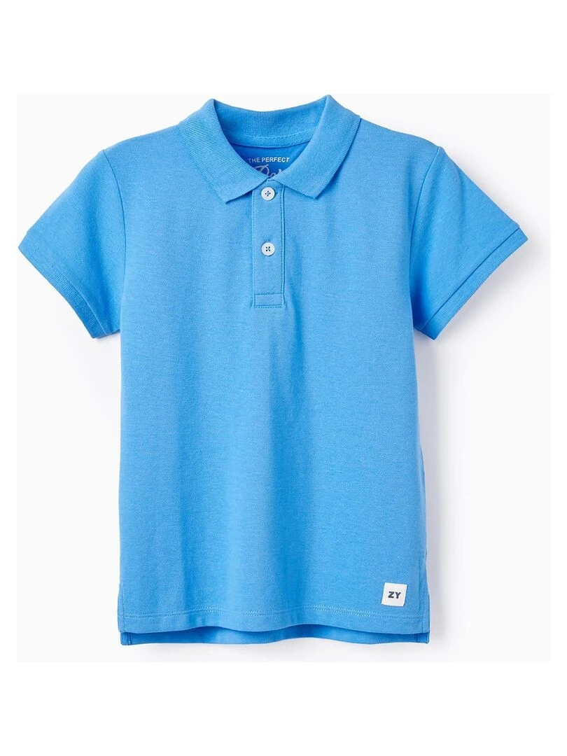 Polo en Piqué de Coton pour Garçon manches courtes Bleu