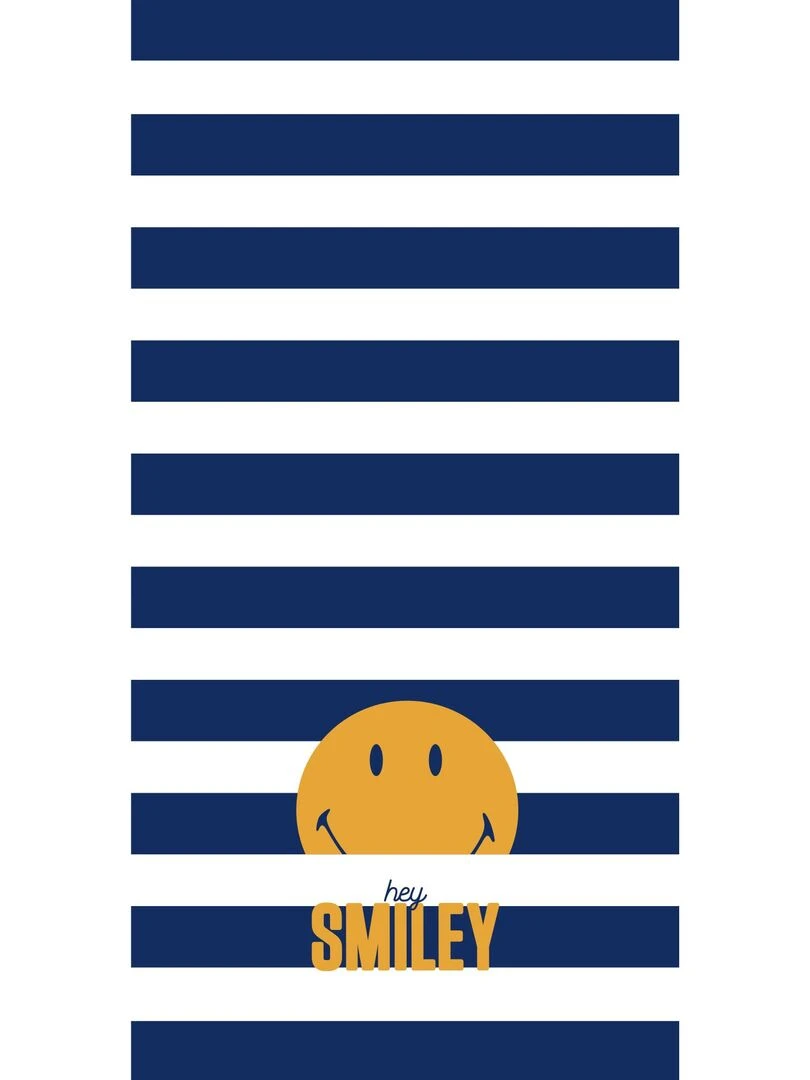 Drap de plage imprimé 100% coton SMILEY HEY Bleu