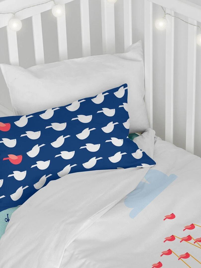 Parure housse de couette 2 pièces Whale Lit Bébé "Happyfriday" Bleu