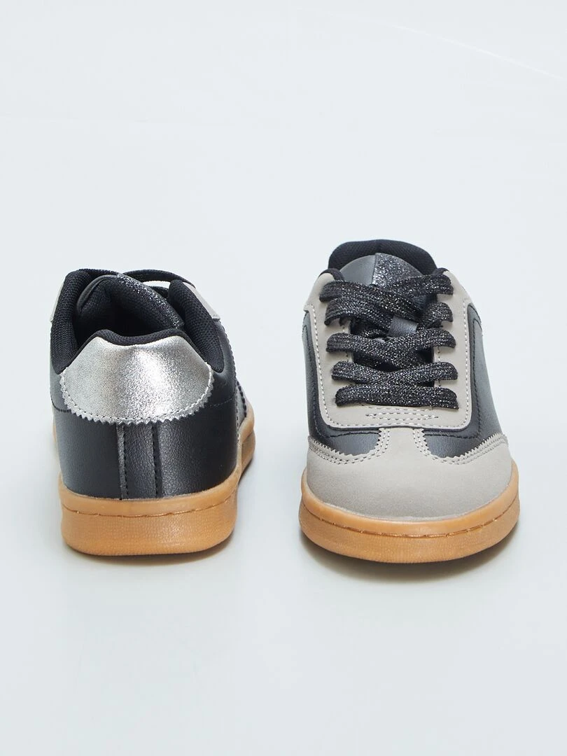 Baskets basses lacets fantaisies   Noir