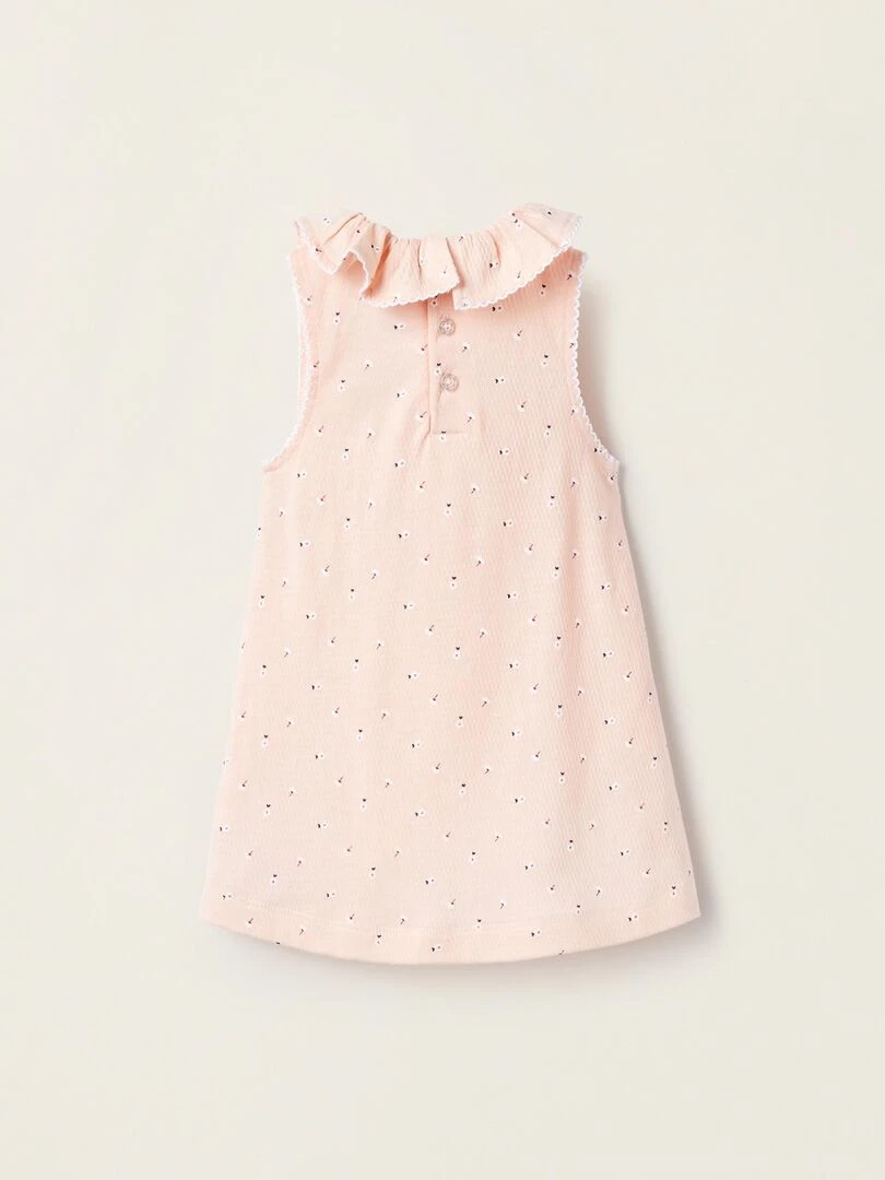 Robe Florale pour Nouveau Né manches courtes Rose clair
