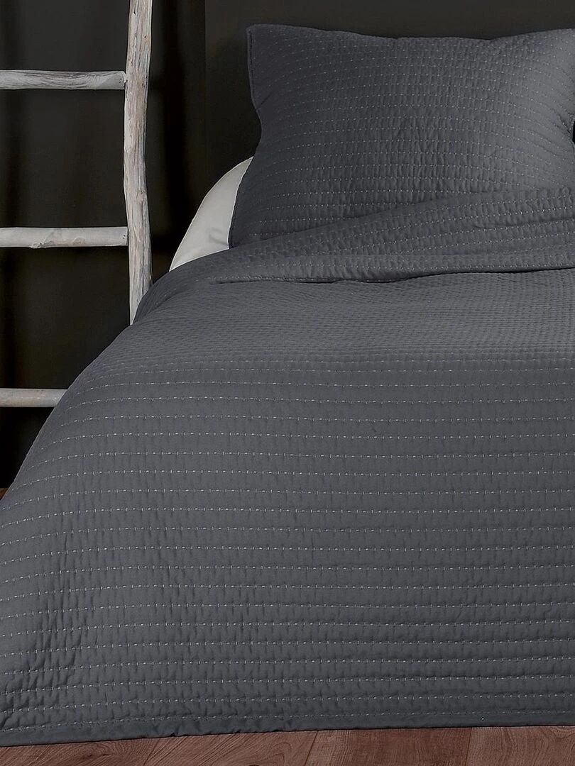 Couvre lit et taie matelassés Gris foncé