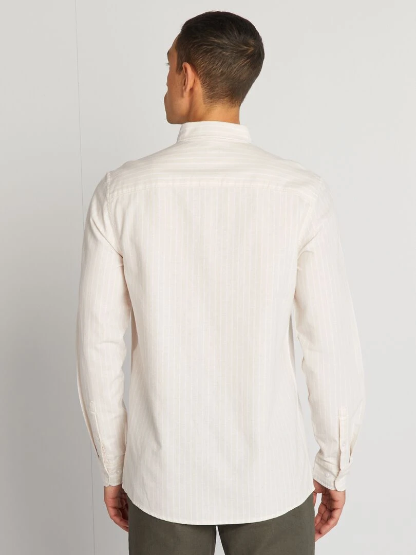 Chemise à coupe droite et à rayures   Beige/blanc