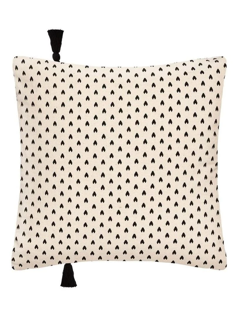 Housse de coussin 40x40 cm Visage corde coton   Blanc