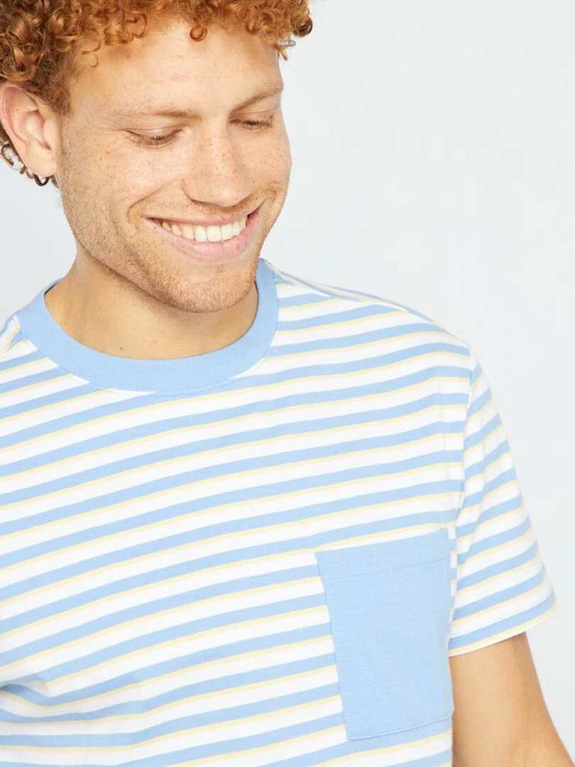 T shirt à rayures en jersey   Bleu