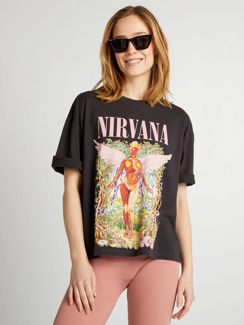 T shirt 'Nirvana' à manches courtes Noir