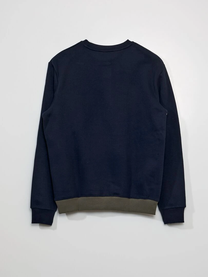 Sweat color block en molleton Kaki/bleu/blanc