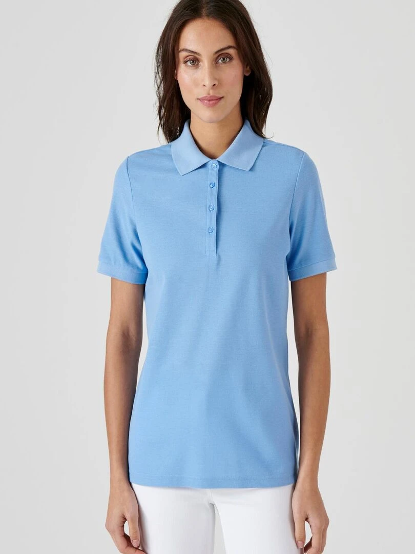 Polo maille piquée   Damart   Bleu lavande
