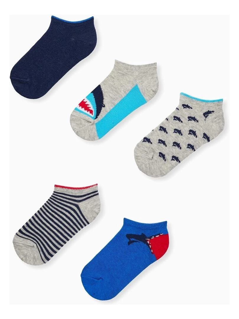 Lot 5 Paires de Socquettes pour Garçon 'Requin' ESSENTIALS LINE Multicolore