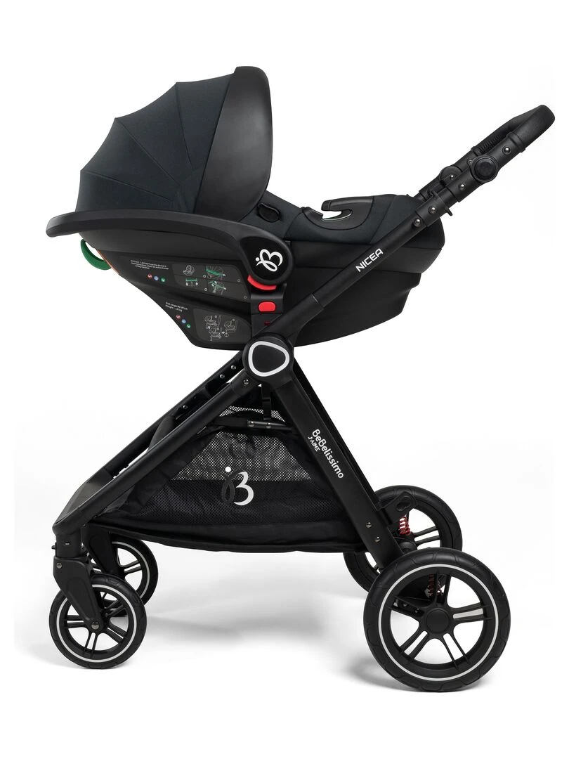 BEBELISSIMO   Poussette combinée trio 3 en 1   siège auto I size 40 87cm – 0   22kg   Nicea   gris   Gris