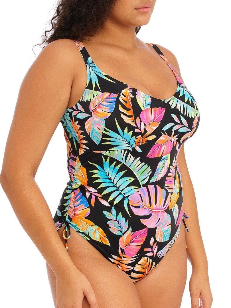 Maillot 1 pièce grande taille sans armatures Tropical Falls Noir