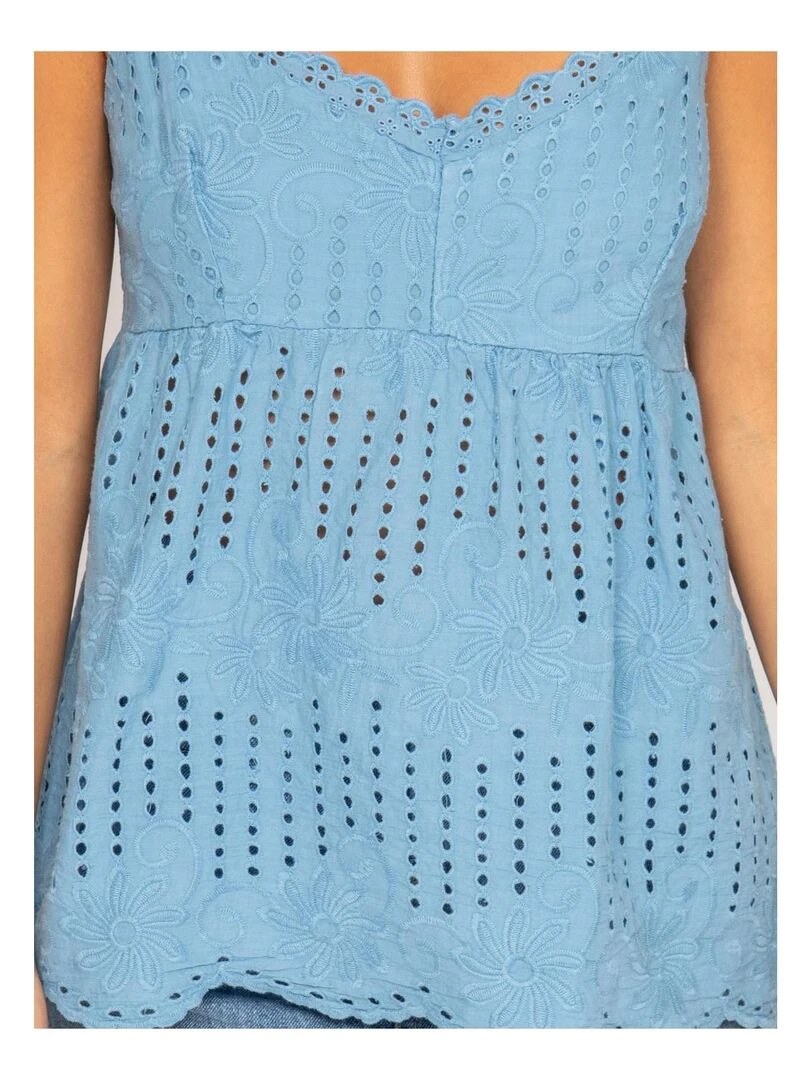 Top broderies anglaises FEVE   Bleu