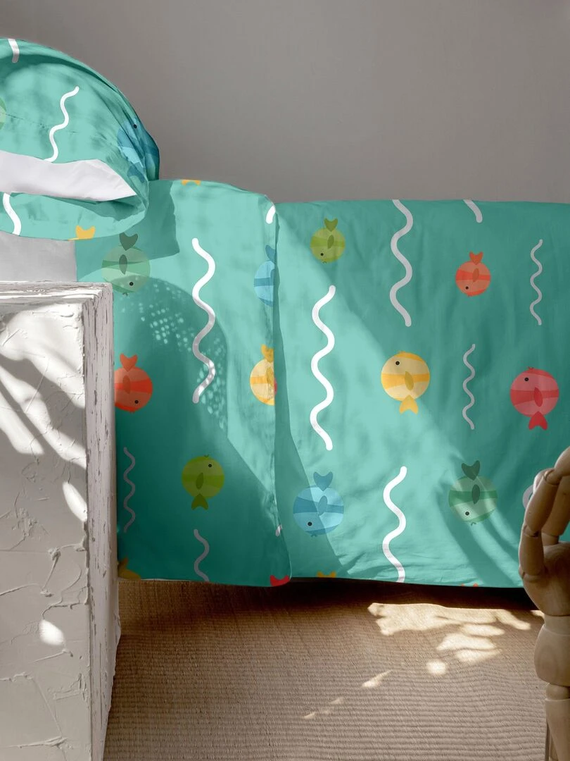 Parure housse de couette 2 pièces World map (D) "Happyfriday"   Blanc
