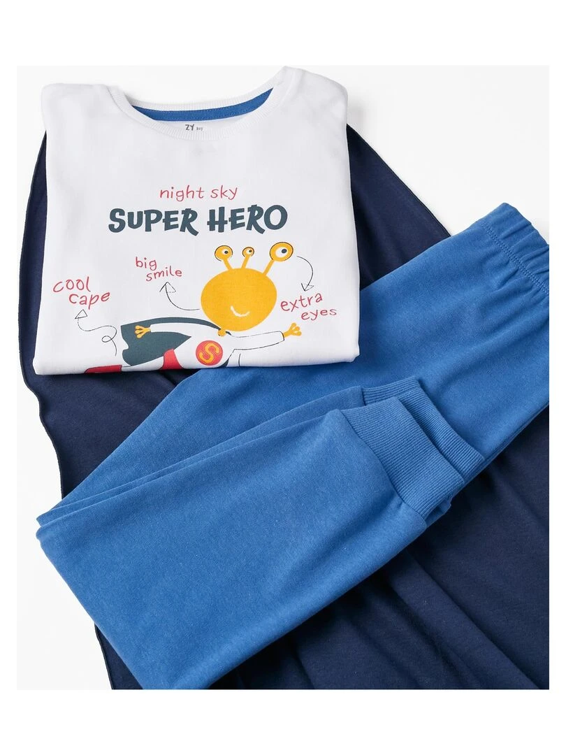 Pyjama avec Cape Amovible pour Garçon 'Super Héros' manches longues OUT OF THIS WORLD   Blanc