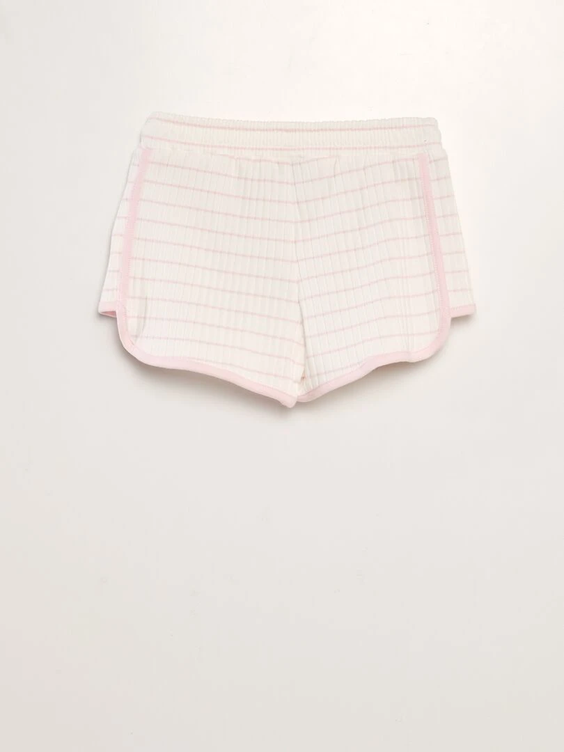 Short en maille côtelée à rayures Rose