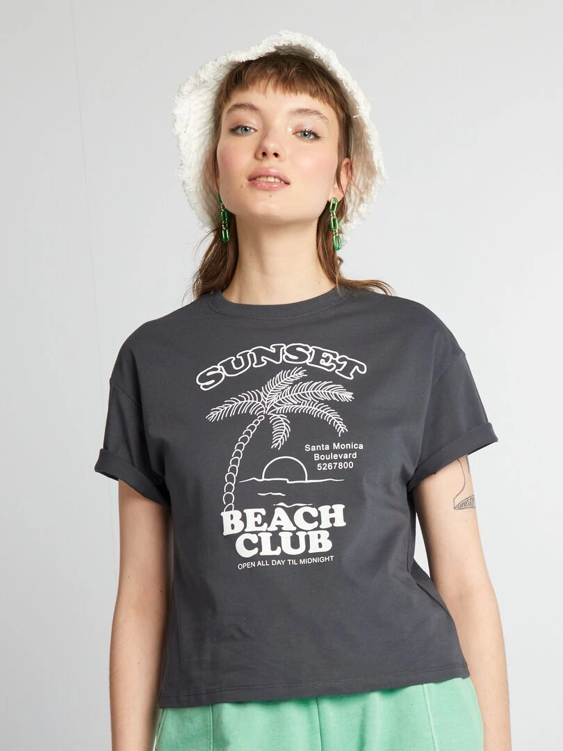 Tee shirt oversize imprimé   Noir