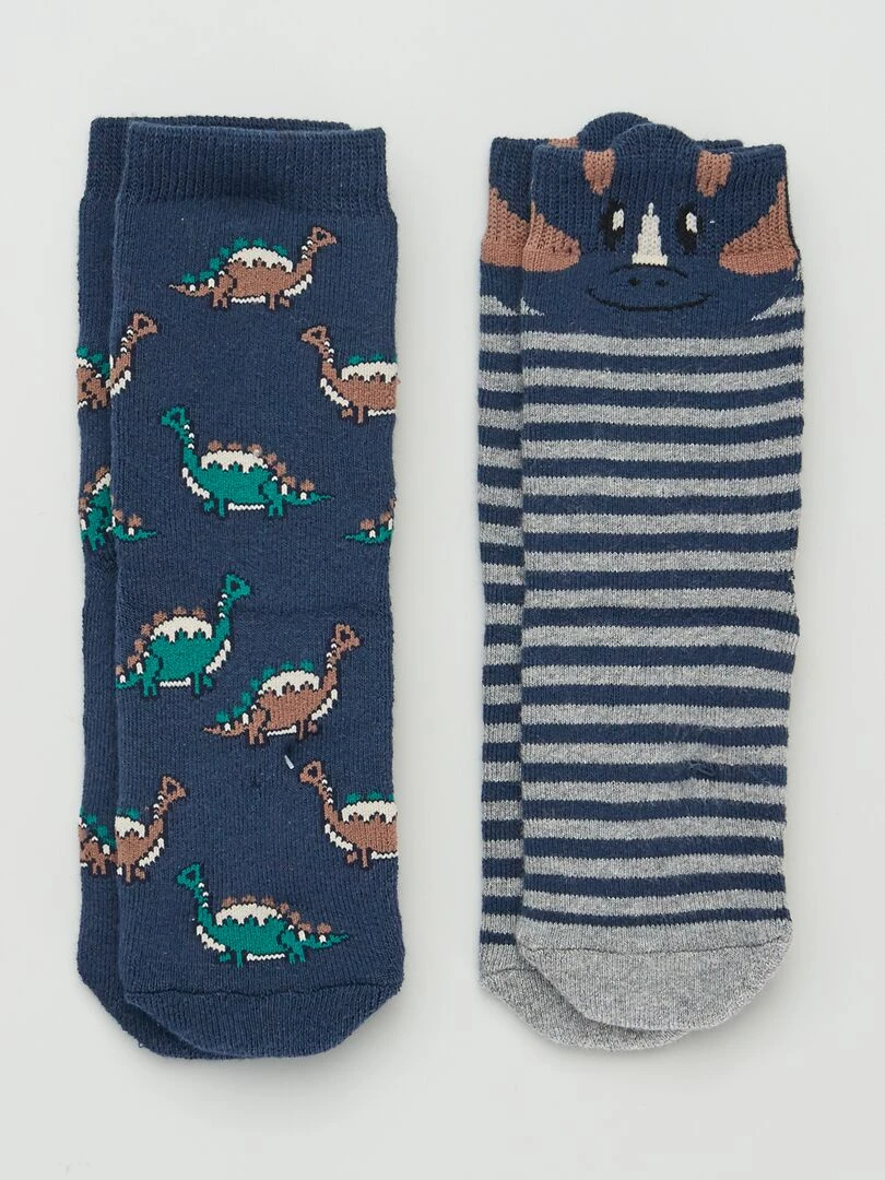 Lot de 2 paires de chaussettes 'dinosaures' Bleu