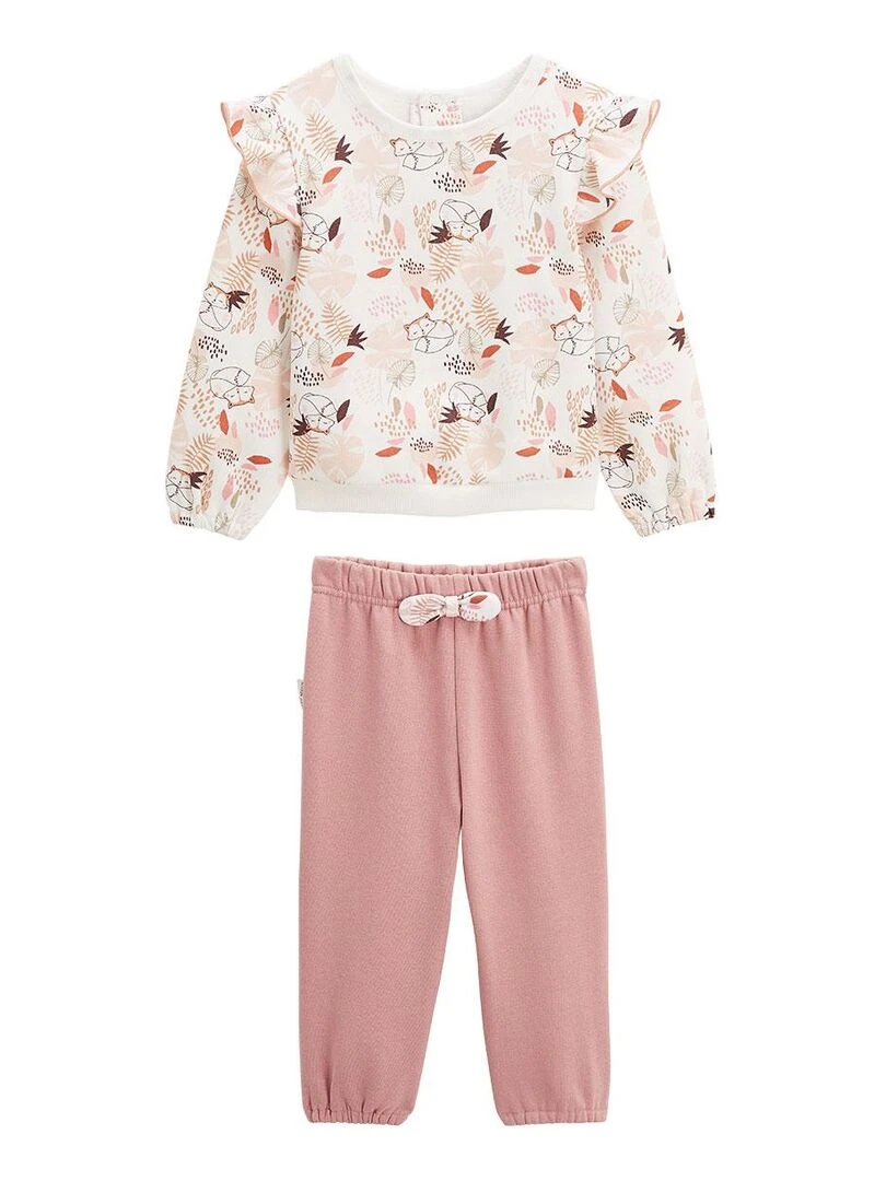 Ensemble bébé sweat shirt et pantalon en molleton Machu Picchu Rose