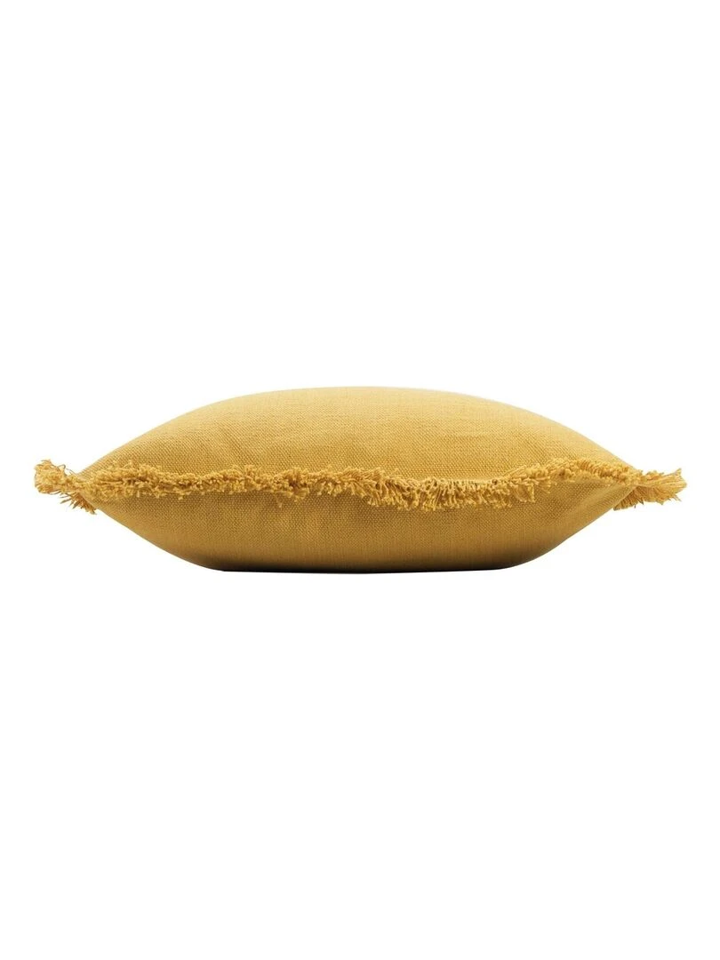 Coussin déhoussable à franges Jaune