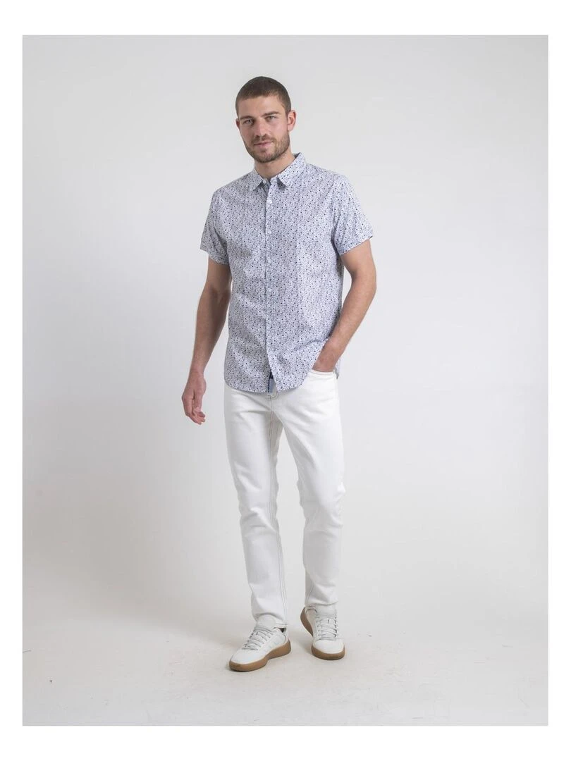 Chemise manches courtes motifs DULAGON   Bleu marine