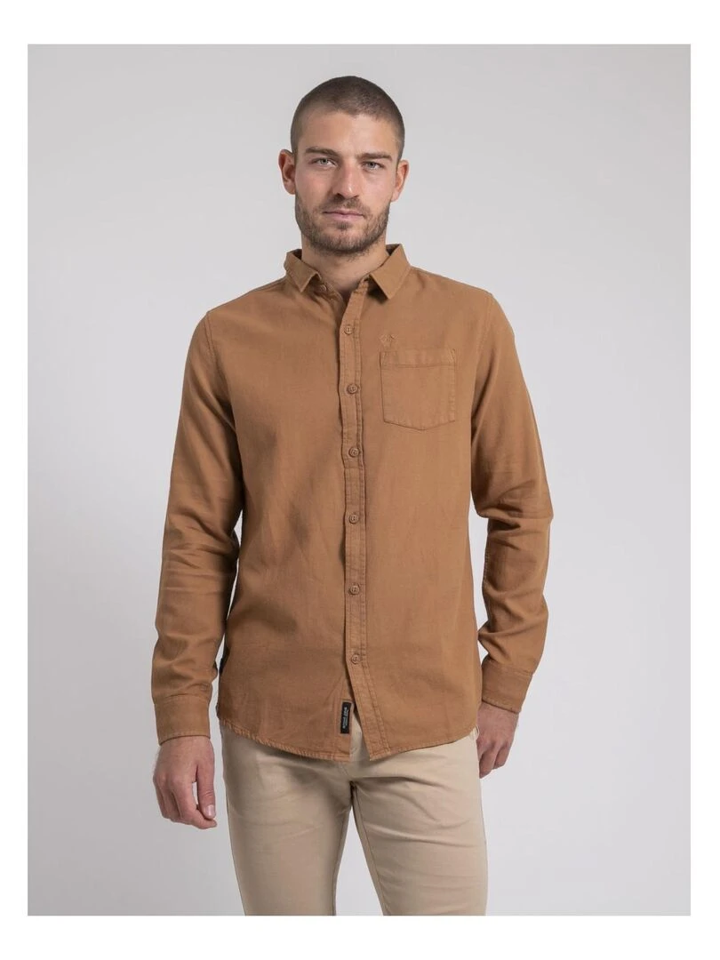 Chemise manches longues pur coton TAMORIS Marron caramel