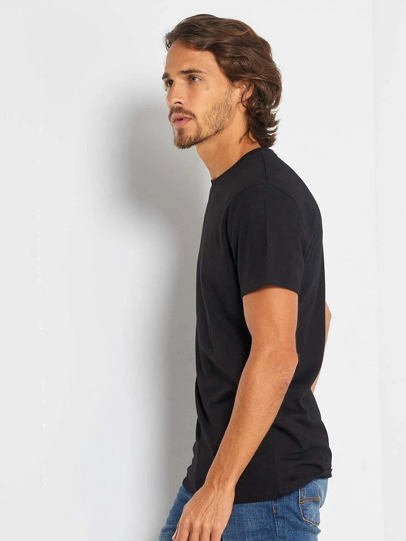 T shirt droit en jersey uni   noir