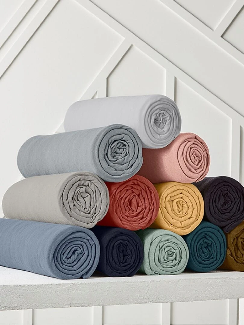 Drap housse 2 personnes uni 'ESSENTIAL' 'TODAY'   Blanc