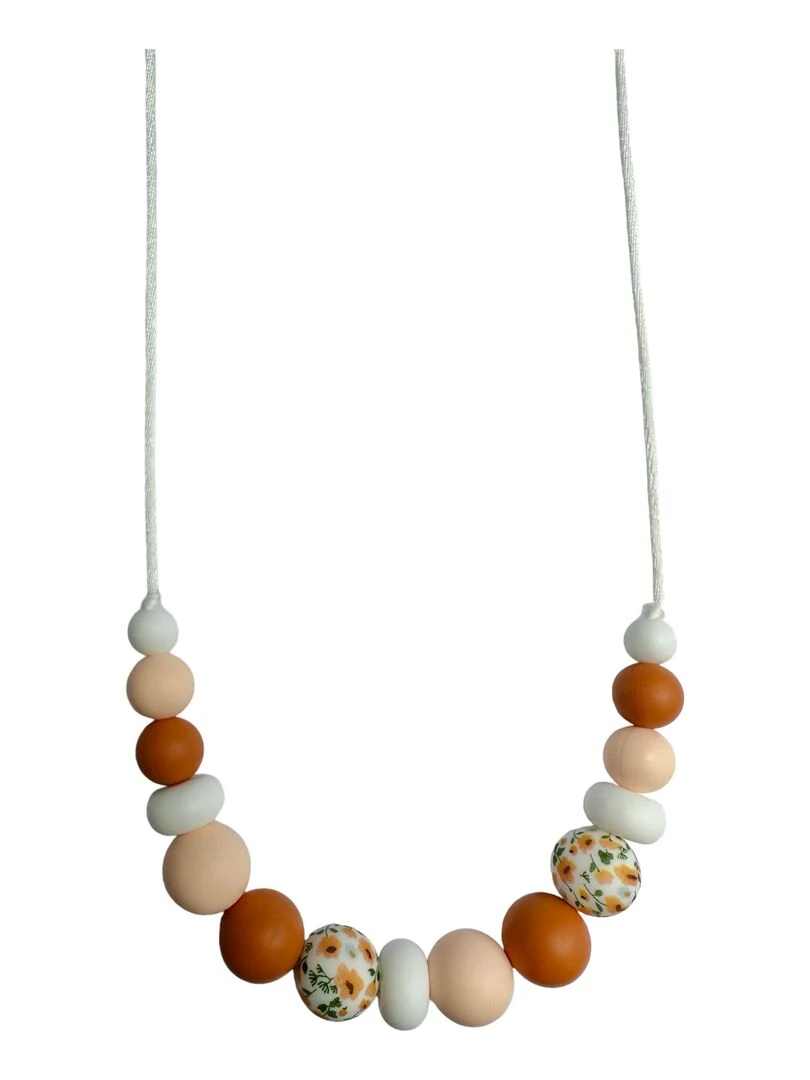 Collier d'allaitement ou de portage silicone 'Coquelicot' Blanc