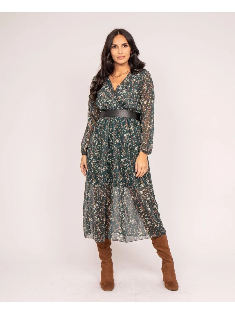 Robe longue motifs INCA Vert
